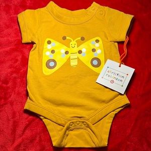 NWT Christian Robinson Butterfly onesie size 0-3 in squash color. Has snaps!